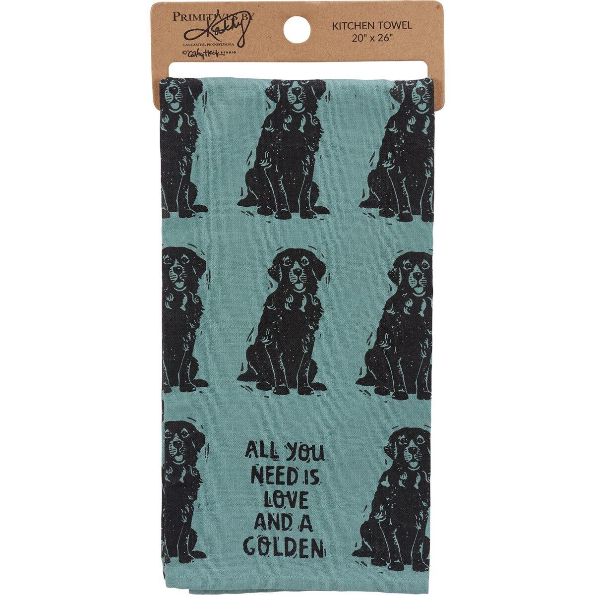 Primitives by Kathy Kitchen Towel - All You Need Is Love And A Golden