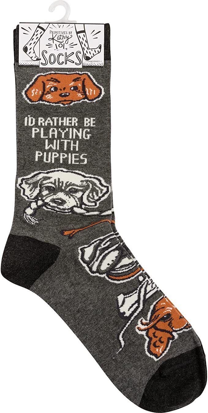 Primitives by Kathy 113094 I'd Rather Be Playing with Puppies Socks