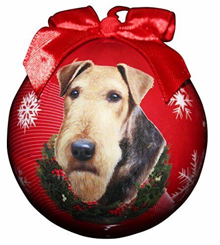"Airedale Christmas Ornament" Shatter Proof Ball Easy To Personalize