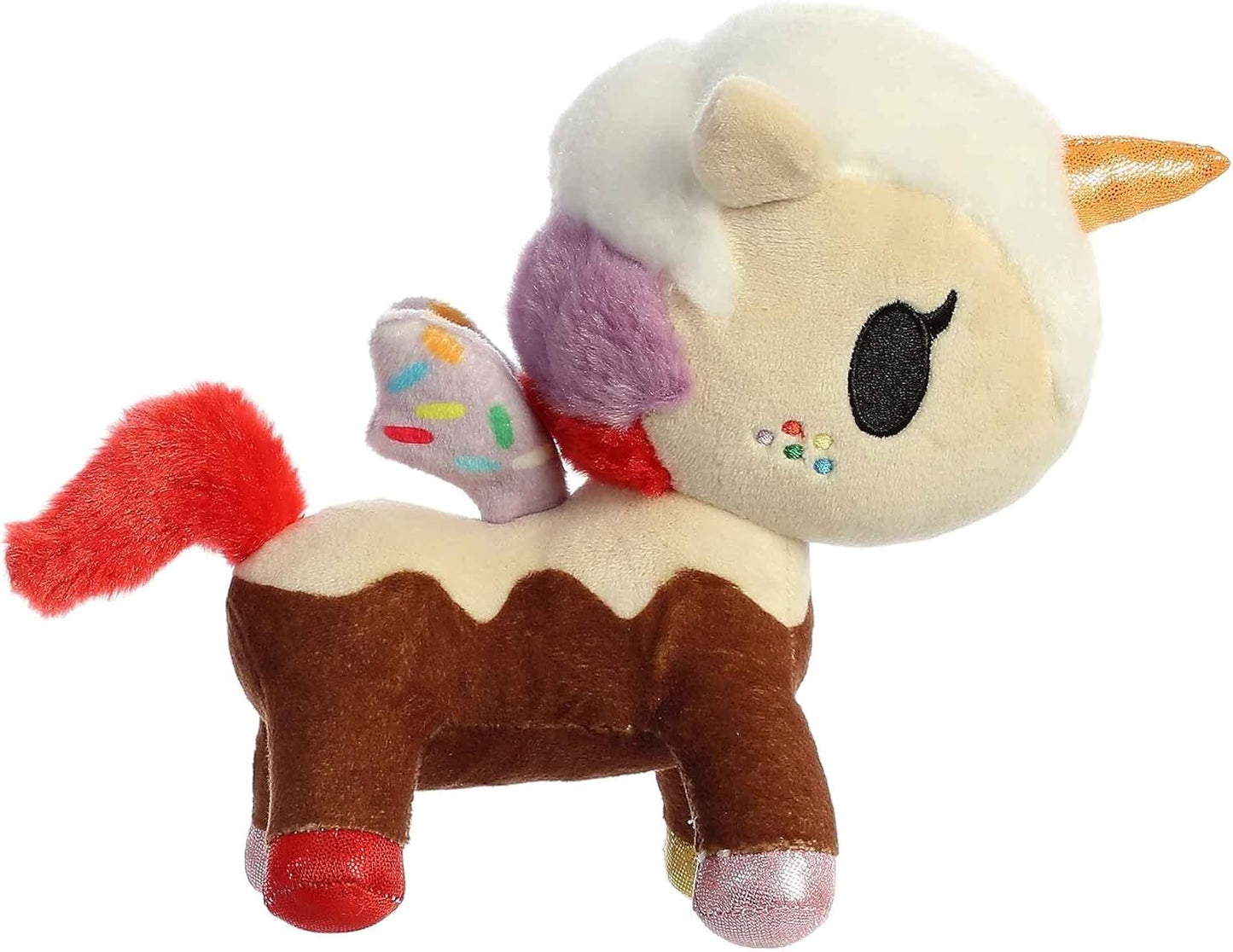 Aurora© Tokidoki Sundae Unicorno Stuffed Animal Toy Brown, 7.5 inches