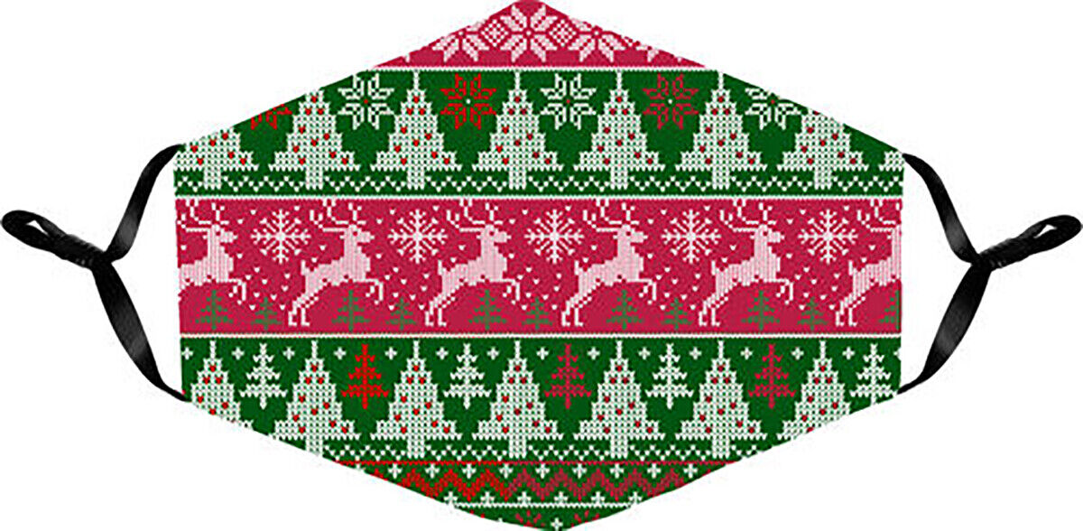 Spoontiques Fun Holiday Face Mask, Washable, Adjustable Ear Straps, Ugly Sweater