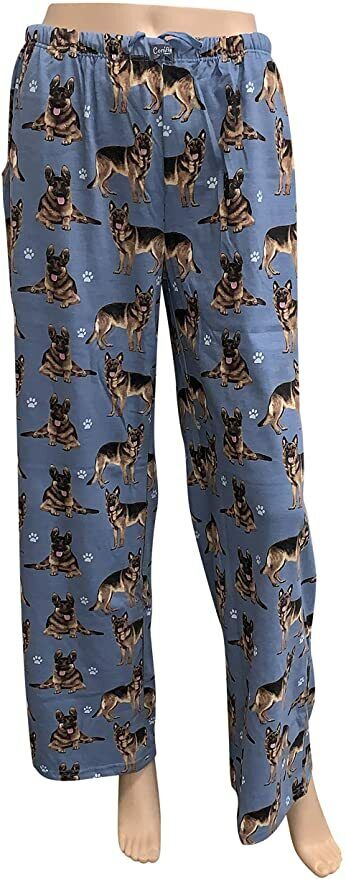 German Shepherd Unisex Lightweight Cotton Blend Pajama Bottoms- Large