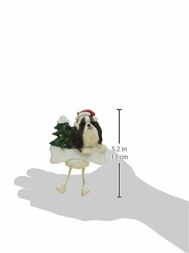 Shih Tzu Black Dangling/Wobbly Leg Christmas Ornament