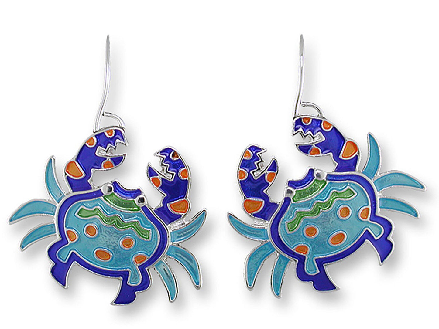 Judith Geiger Silver Plated Calypso Crab Enamel Dangle Earrings