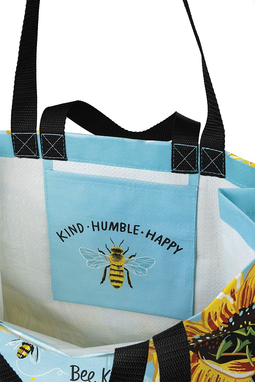 Market Tote - Bee Kind Bee Humble Bee Happy, 15.50" x 15.25" x 6"