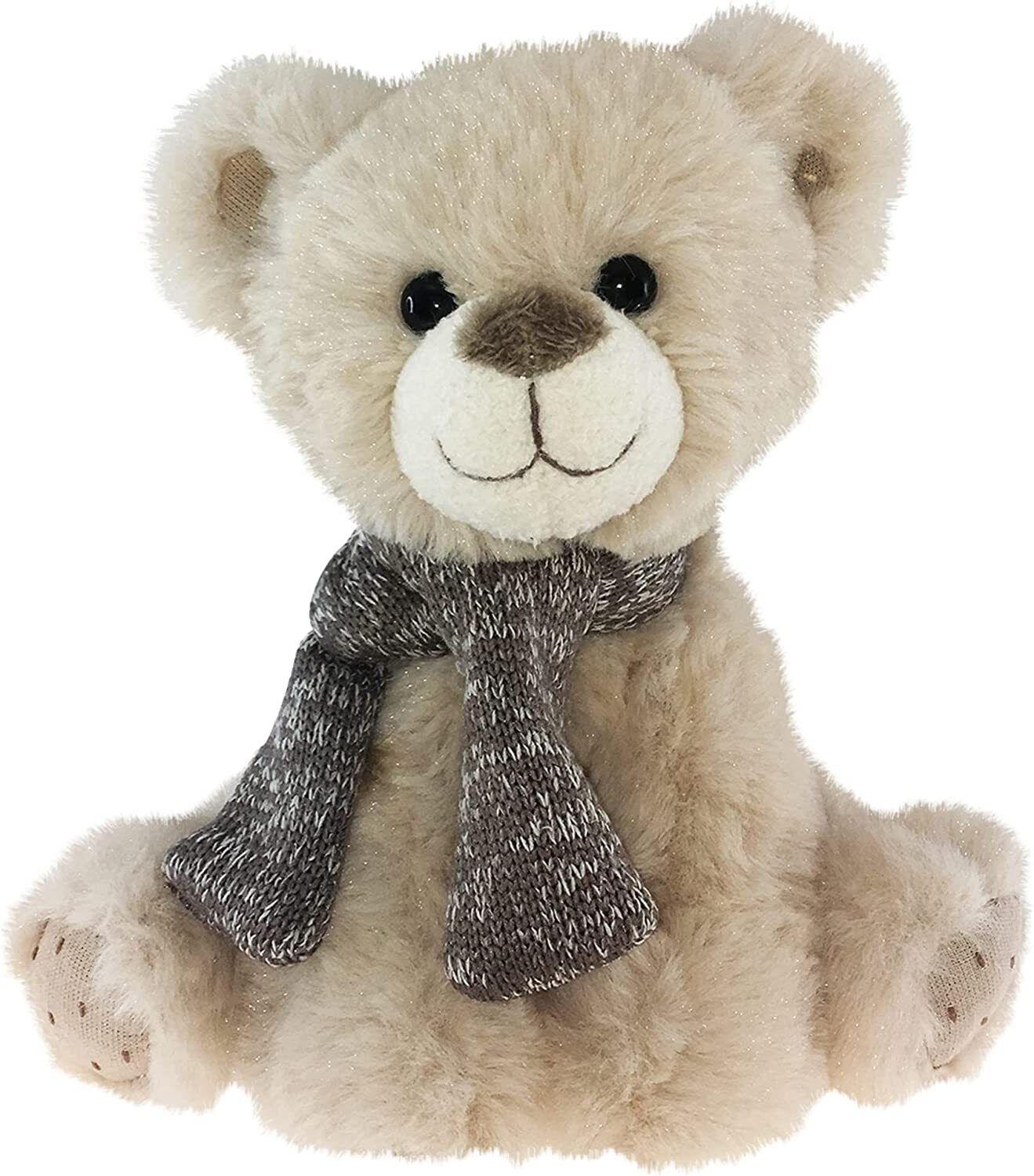 Enesco Kalidou Holiday Tan Teddy Bear with Gray Scarf Plush Stuffed Animal, 16"