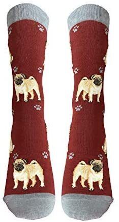 Happy Tails Tan Pug Dog Lover Colored Socks - One Size Fits Most