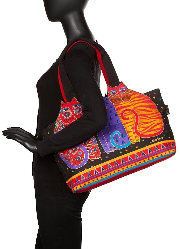 Laurel Burch Feline Friends Large Cutout Shoulder Tote (Feline Friends)