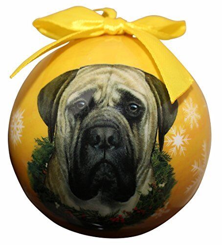 "Mastiff Christmas Ornament" Shatter Proof Ball Easy To Personalize