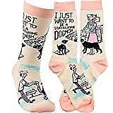 Primitives by Kathy Socks - Just Want to be a Stay at Home Dog Mom,Tan,One Size