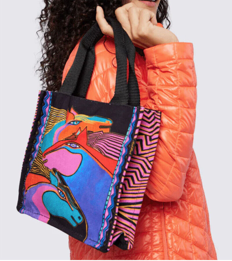 Laurel Burch Wild Stallions Small Handbag Tote Bag, 10" x 3.5" x 9.5"