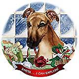 Greyhound Fawn Dog Porcelain Ornament Pet Gift 'Santa. I Can Explain!'