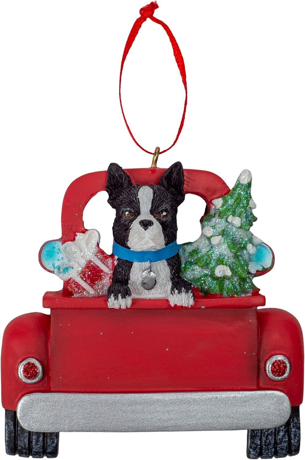 Kurt Adler Boston Terrier Dog in Back of Truck Hanging Ornament 5 in. High,