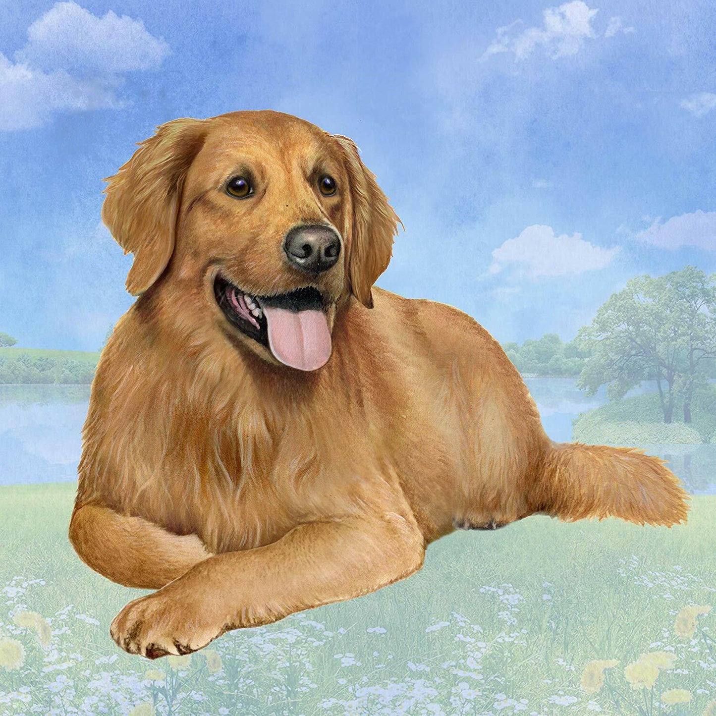 Golden Retriever (Laying) Tabletop Drink Coaster (1)