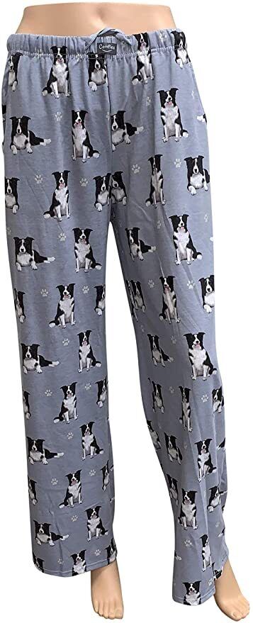 Border Collie Unisex Lightweight Cotton Blend Pajama Bottoms- Small