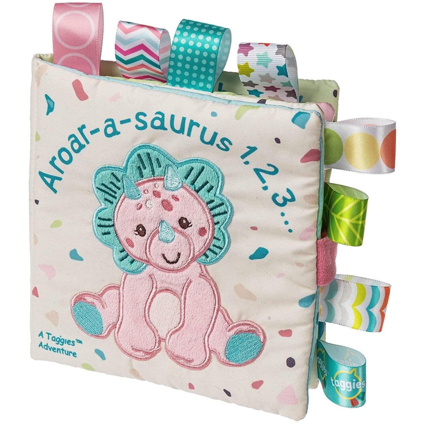Taggies Soft Cloth Book with Crinkle Paper & Squeaker, 6", Aroar-a-Saurus Dino