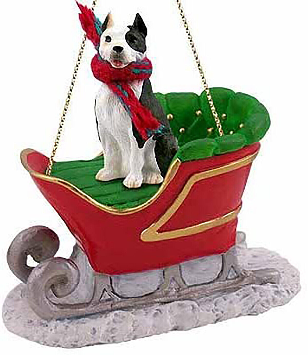 Conversation Concepts Pit Bull Terrier, Brindle Dog Sleigh Dog Holiday Ornament
