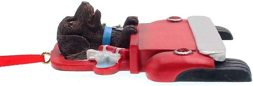 Kurt Adler Chocolate Labrador in Back of Truck Hanging Ornament 5 in. High,