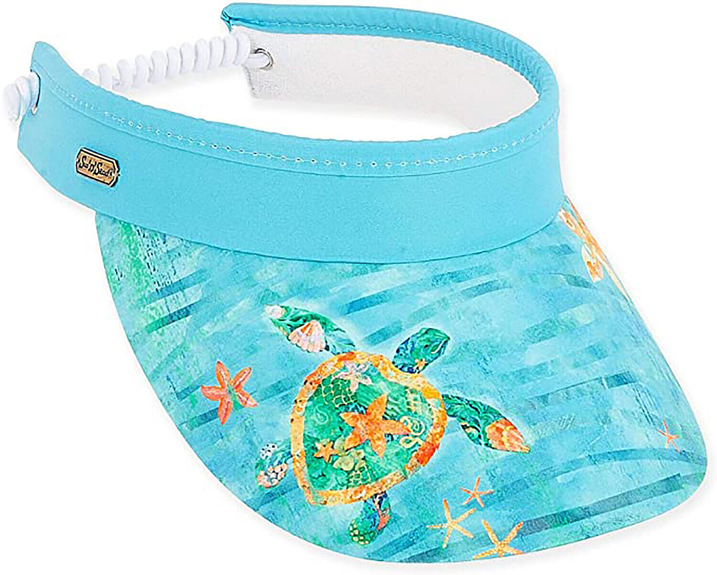Sun 'n' Sand Womens Sea Turtle Print Coil Back Visor One Size Blue Multi