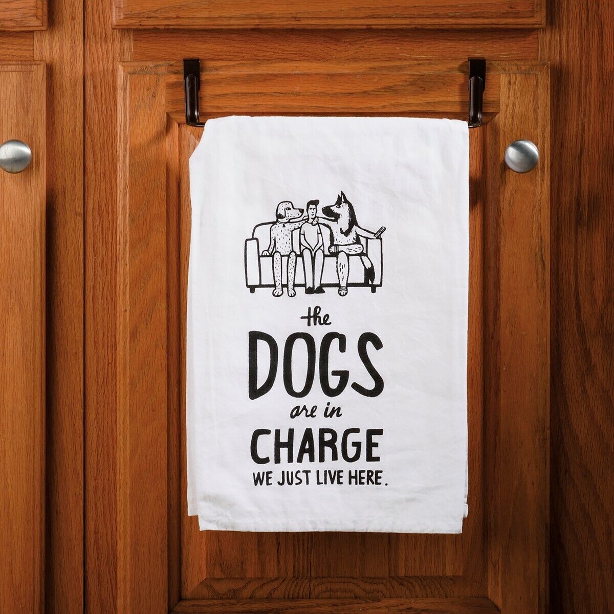 Primitves By Kathy Dish Towel, 28", The Dogs are in Charge, We Just Live Here