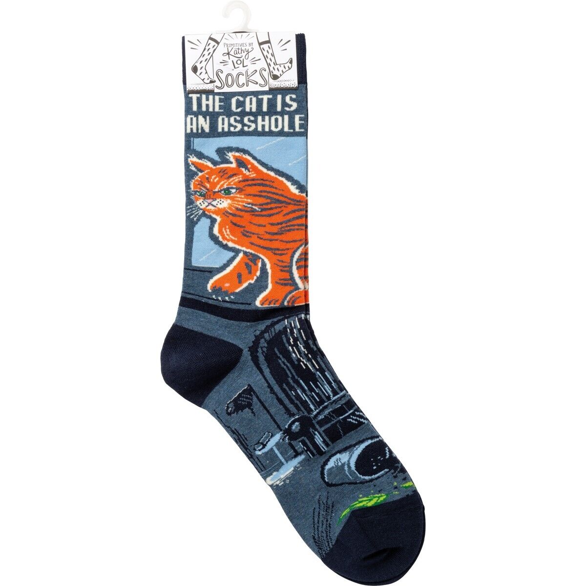 Primitives By Kathy Socks - The Cat Is An A- (Mean, Feisty Cat Socks)