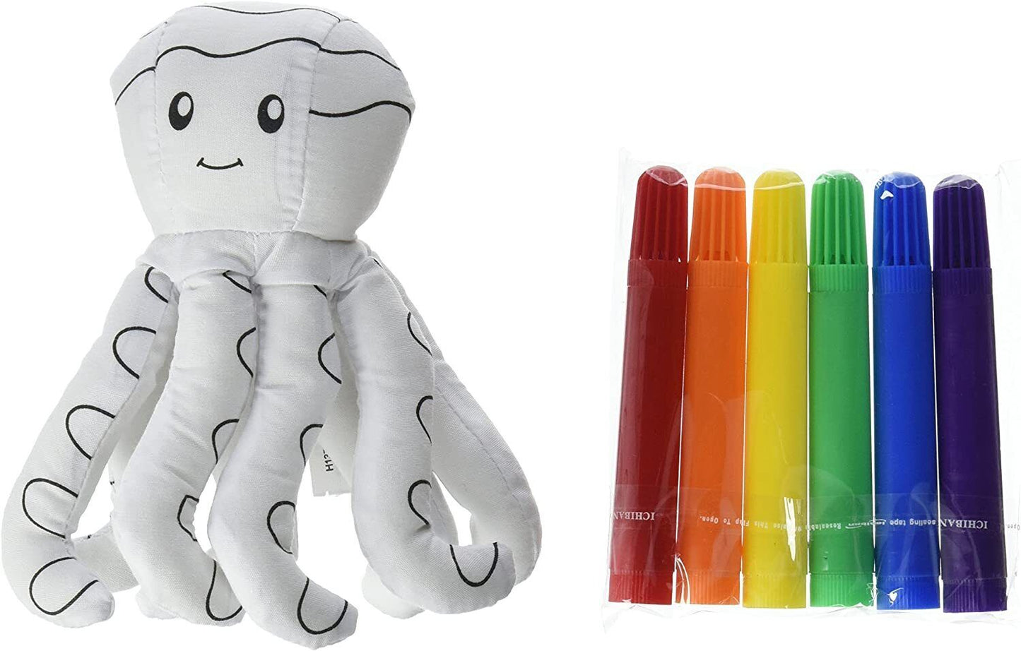 Ganz Octopus Plush Mini Coloring Kit (7 Piece), Octopus with 6 Markers