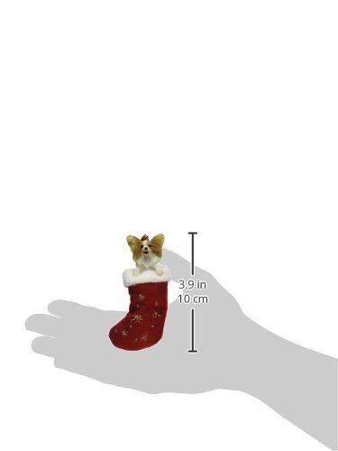 Papillion Christmas Stocking Ornament with "Santa's Little Pals" Hand Painted