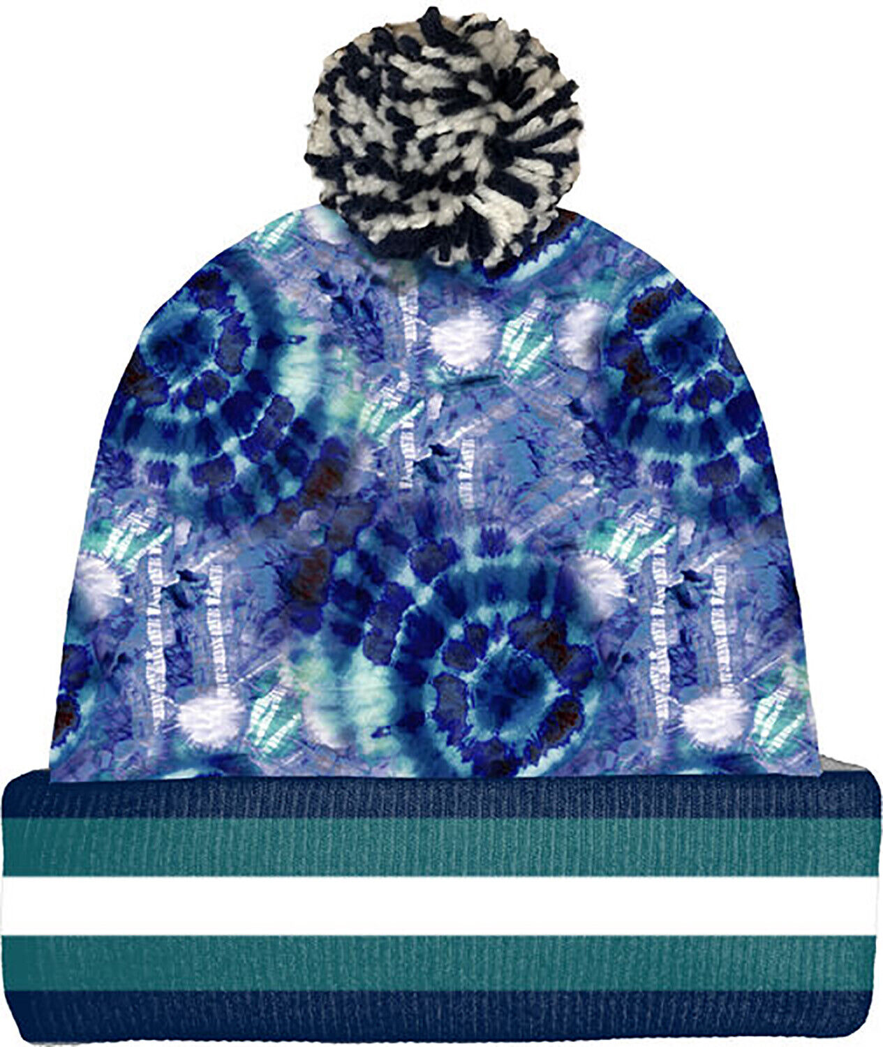 Spoontiques Winter Beanie Hat, Polyester, One Size Fits Most - Blue Tie Dye