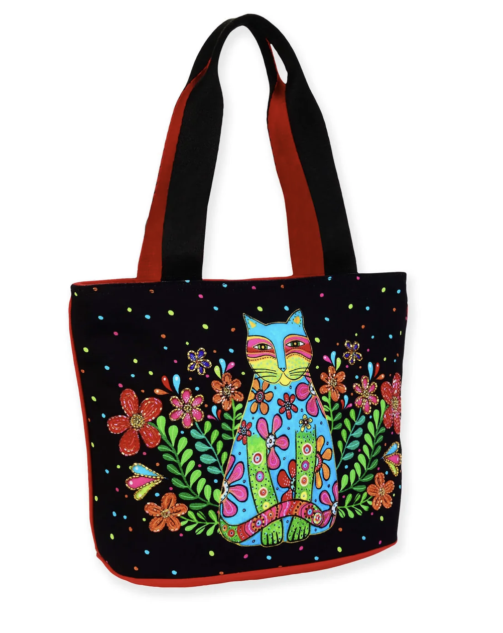 Laurel Burch Kaleidoscope Kat Cat Medium Tote, Cotton/poly, 13" x 6.25" x 10"