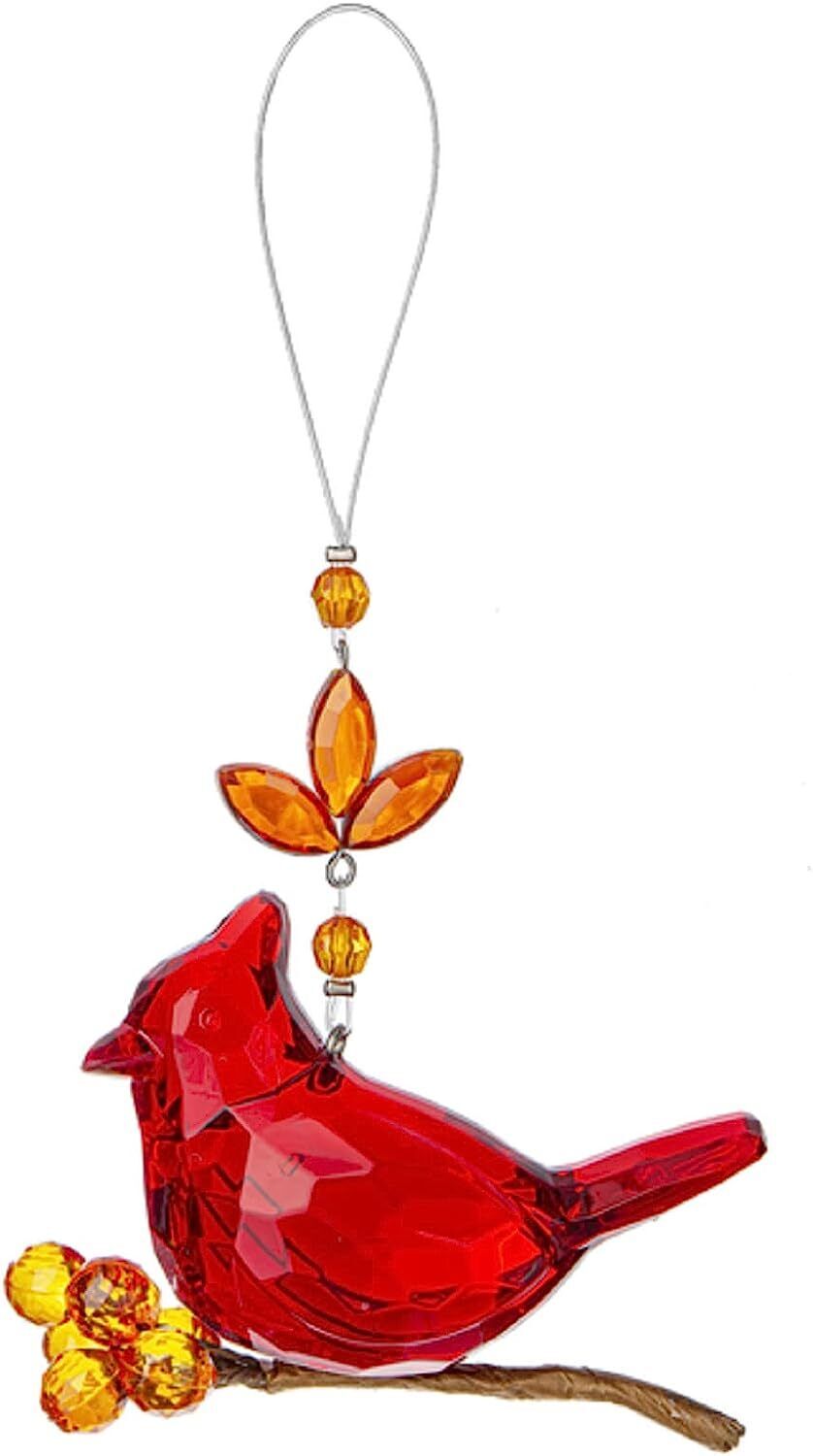 Ganz Autumn Cardinal Ornament, 3-inch Length, Acrylic and Iron