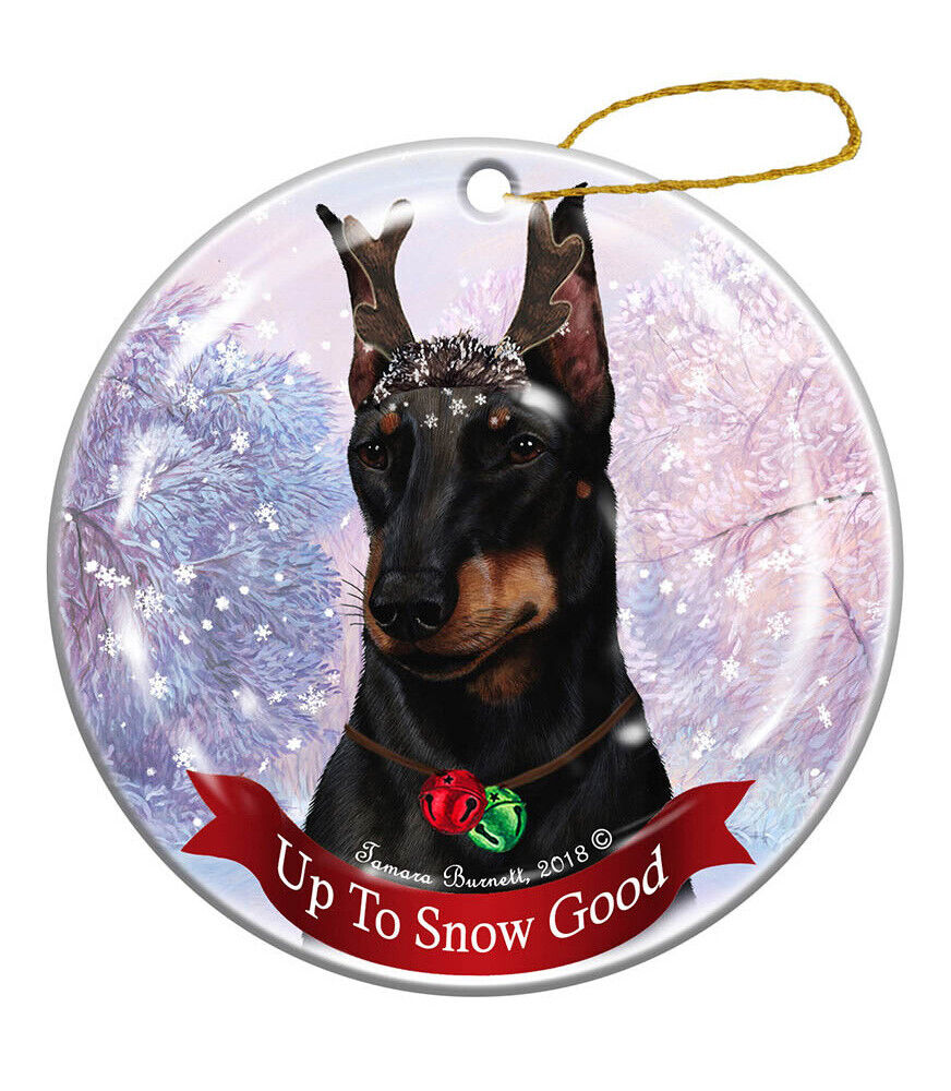 Holiday Pet Gifts Manchester Terrier Reindeer Dog Porcelain Christmas Ornament