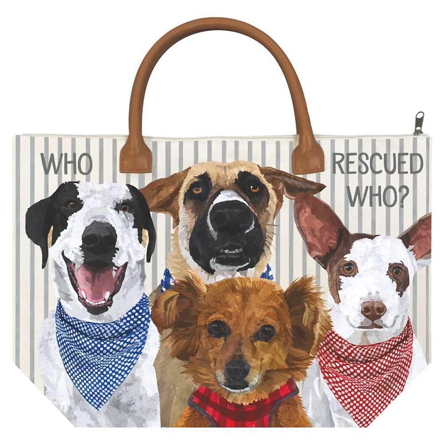 Paperproducts Design Who Rescued Who? Rescue Dogs Cotton Canvas Tote Bag