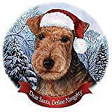 Holiday Pet Gifts Lakeland Terrier Dog Santa Hat Porcelain Ornament