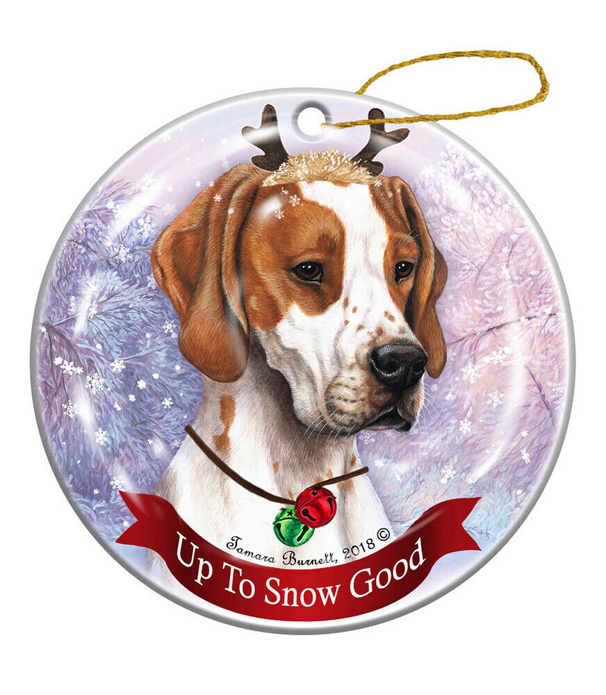 Holiday Pet Gifts English Pointer Red/White Dog Porcelain Christmas Ornament