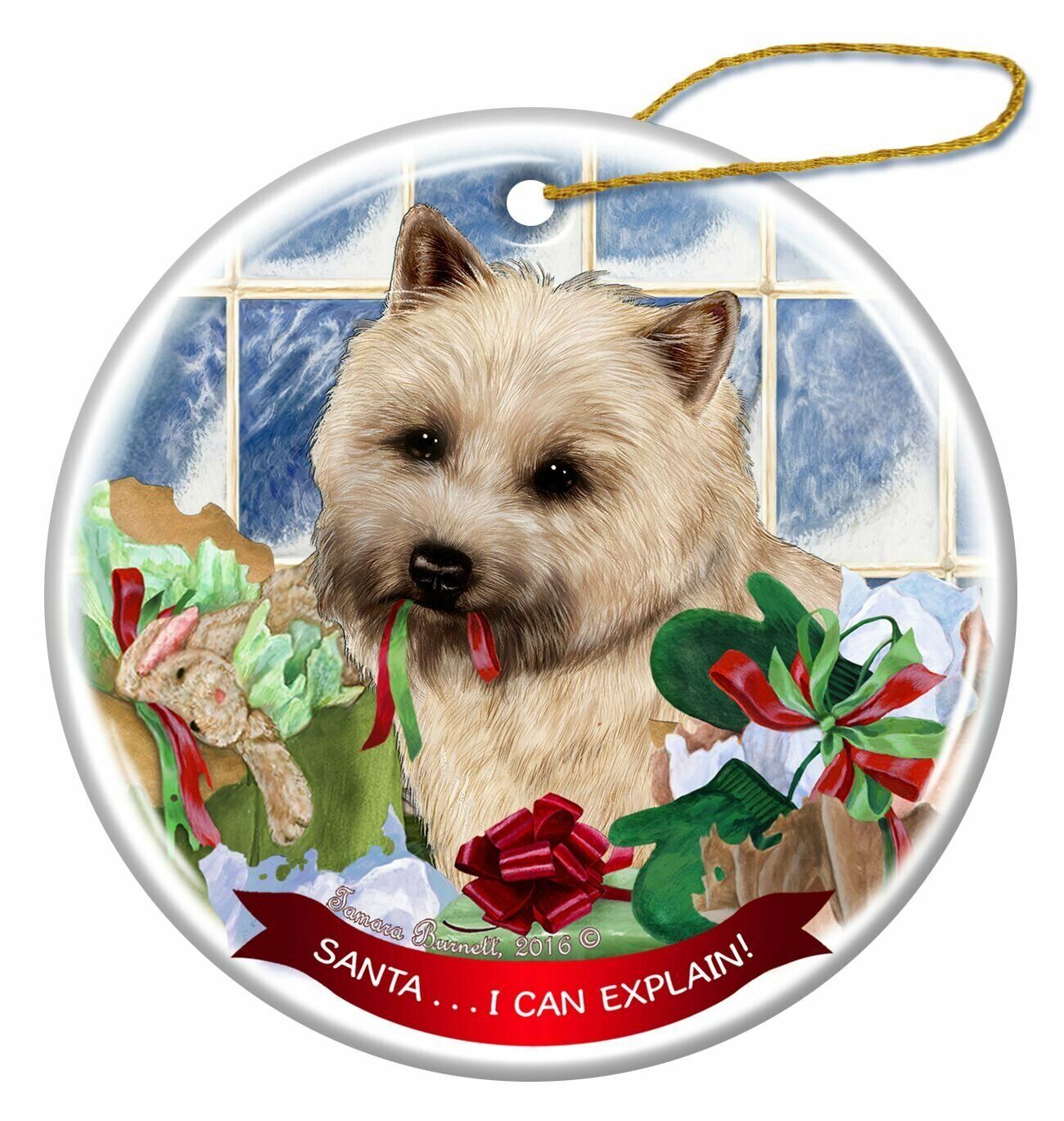 Cream Cairn Terrier Dog Porcelain Ornament Pet Gift Santa I Can Explain!