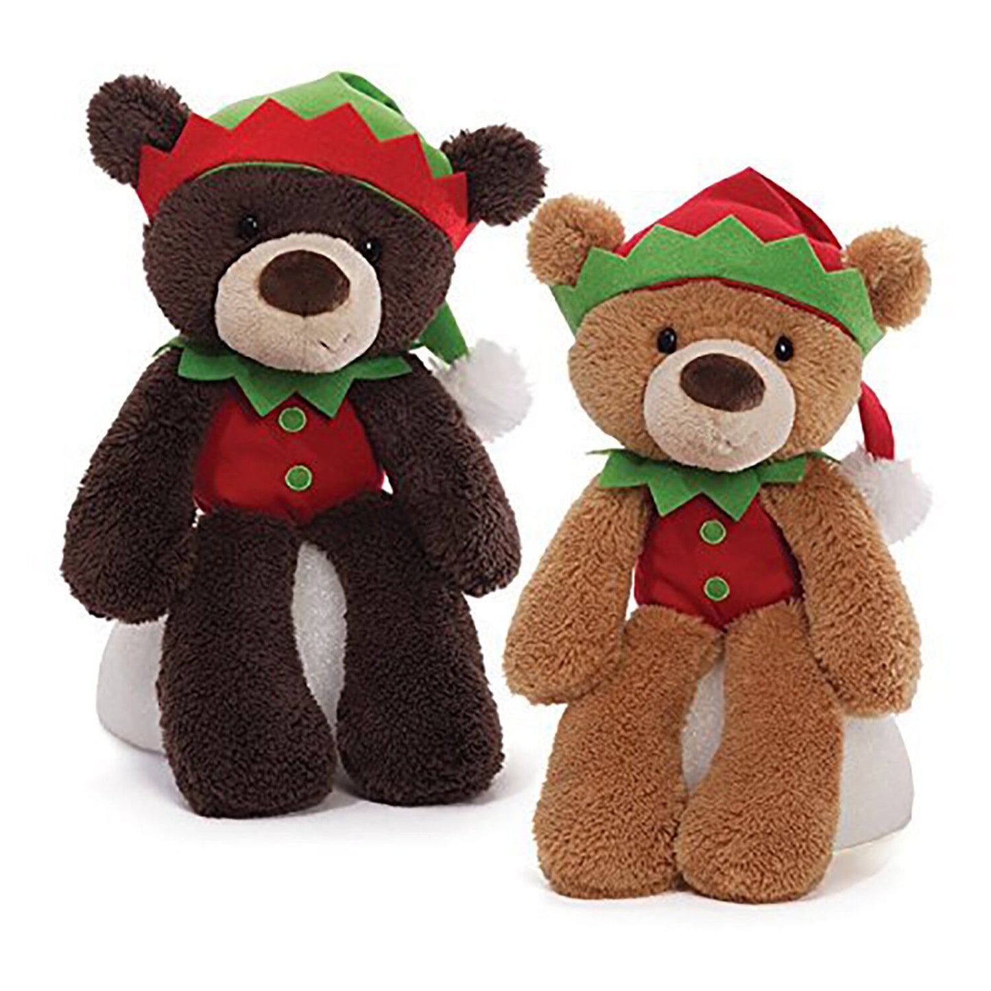 Gund Fuzzy Holiday Chocolate Bear in Elf Outfit Plush Stuffed Animal, 13"