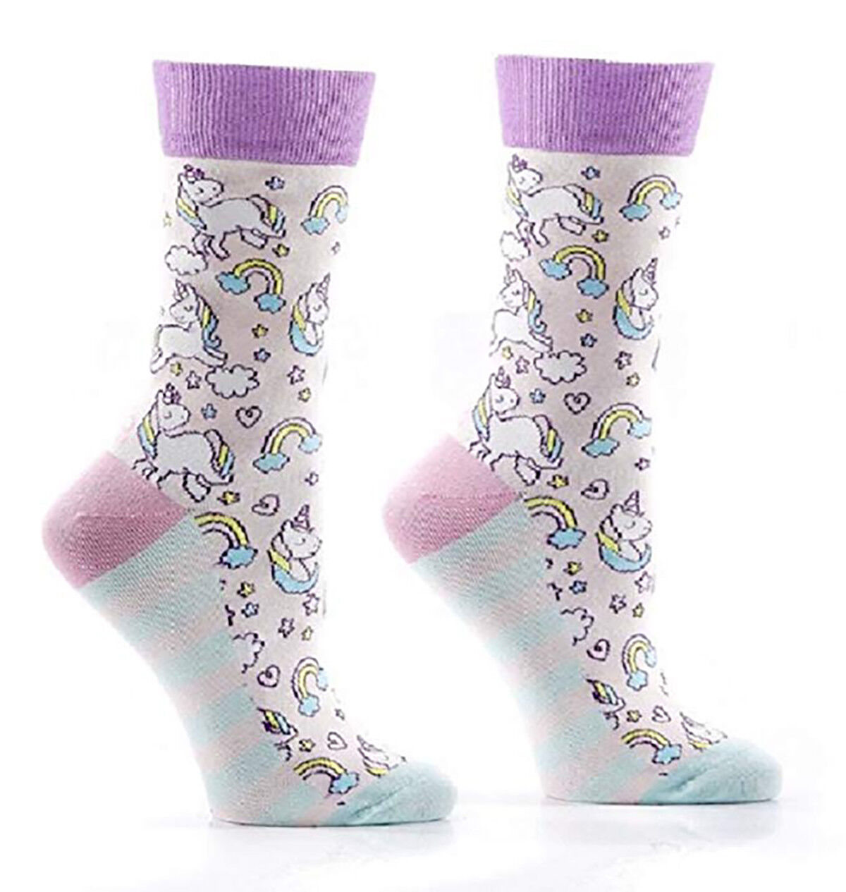 Unicorn Pattern Cotton Blend Women's Size 6-10 Stretch Crew Socks