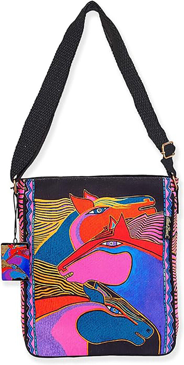 Laurel Burch Wild Stallions Crossbody Shoulder Bag, 12" x 2" x 12.5"