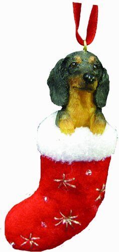 Dachshund Christmas Stocking Ornament with "Santa's Little Pals" Hand Painted
