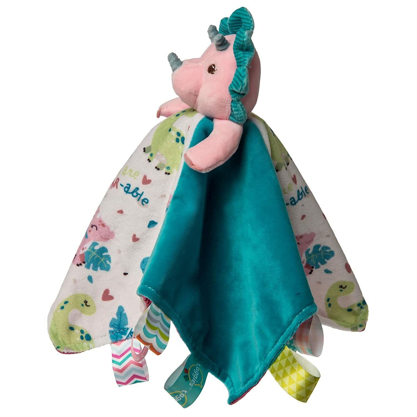 Taggies Stuffed Animal Security Blanket, 13-Inches, Aroar-a-Saurus Pink Dinosaur