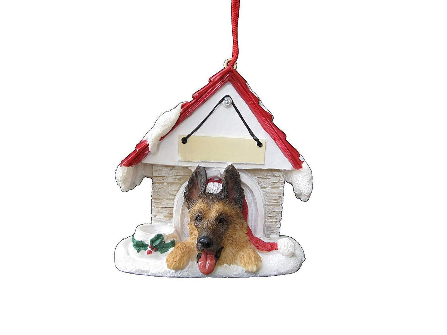 German Shepherd Doghouse Ornament Hand Painted and Easily Personalized