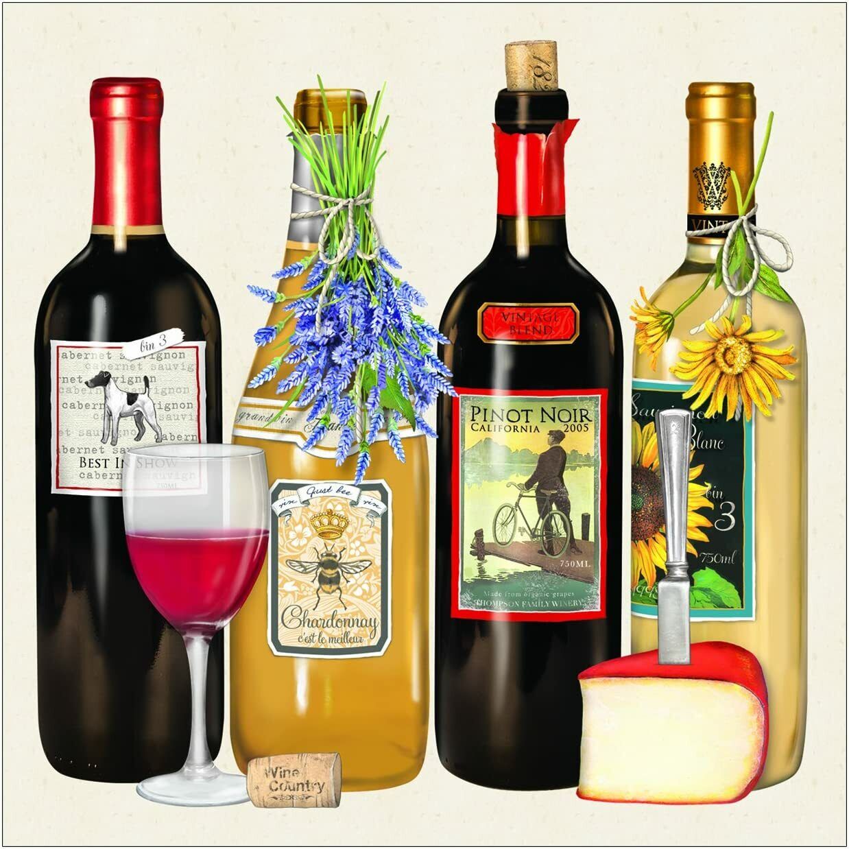 Paperproducts Design 20-Pack Fine Wines Paper Cocktail Napkins