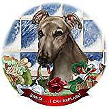 Greyhound Grey Dog Porcelain Ornament Pet Gift 'Santa. I Can Explain!'