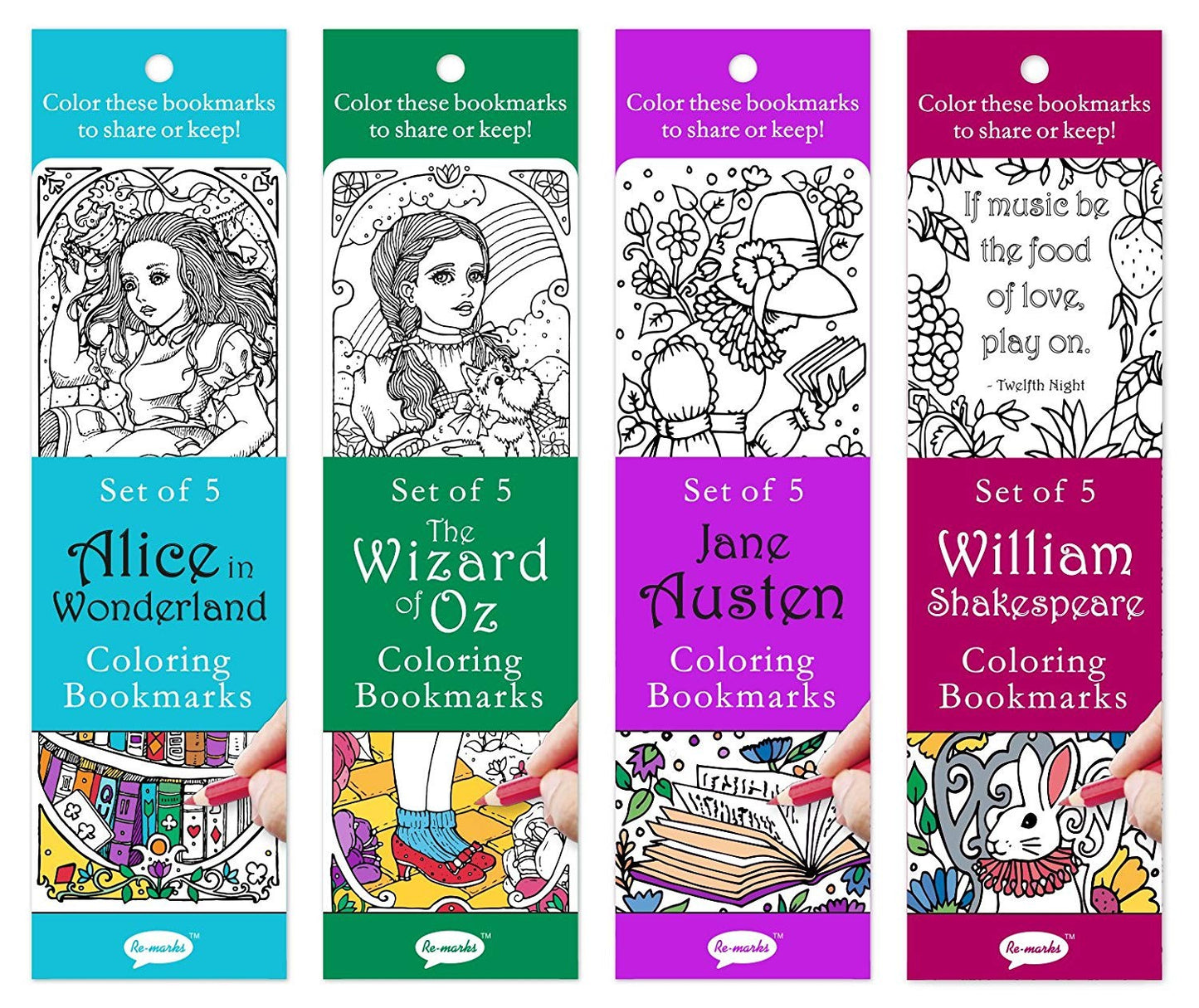 Re-marks Colormarks 4 Pack Alice in W, Wizard of Oz, Shakespeare and Jane Austen