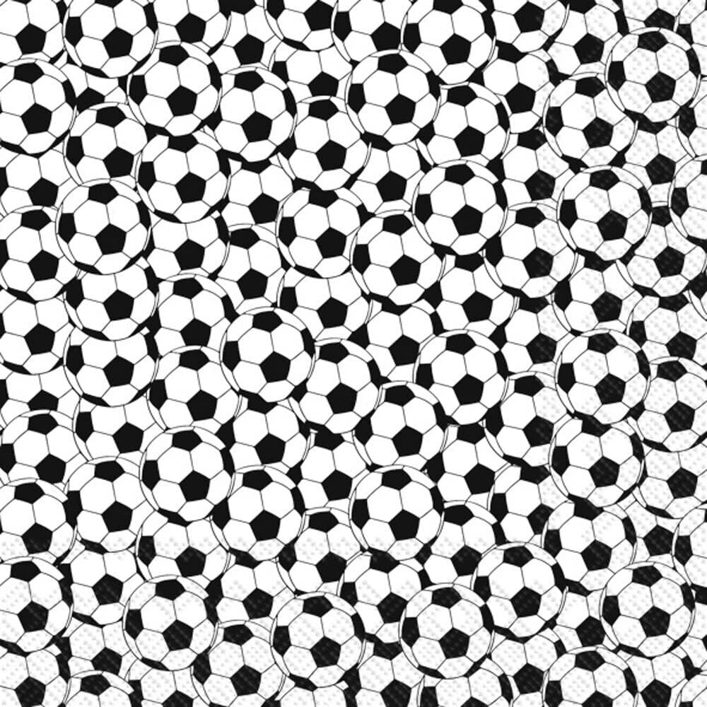 Boston International 5 x 5 in. Paper Cocktail Napkin Soccer Black - Pack of 20