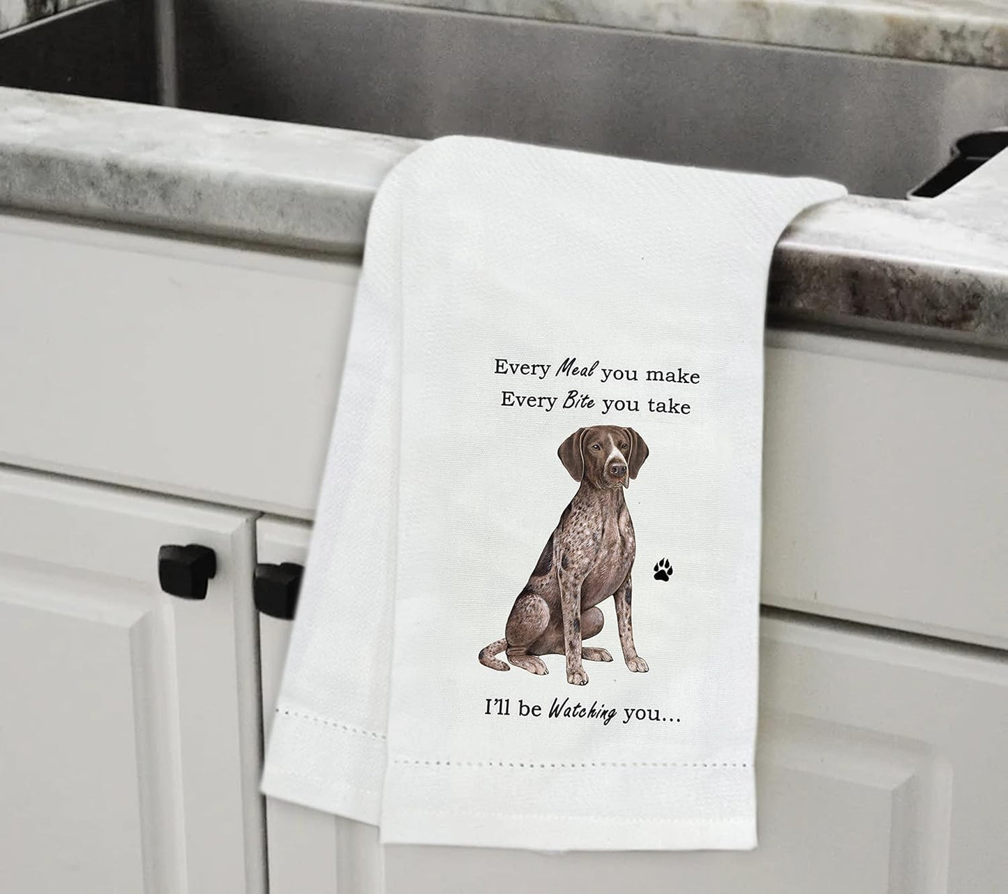 E&S Pets 711-54 Weimaraner Dog Kitchen Towel, Off-white