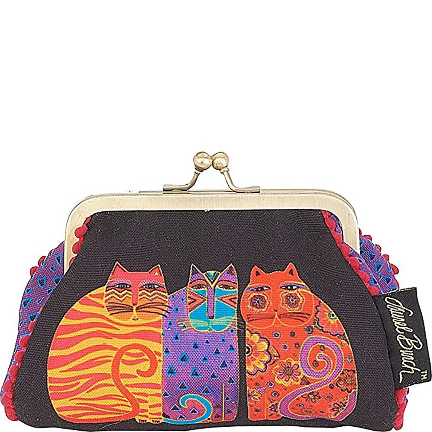 Laurel Burch Feline Friends Three Cats Coin Purse (Black/Orange)