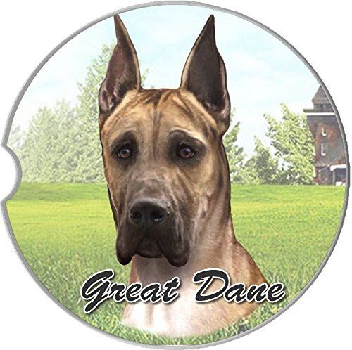 ES Pets Absorbent Stoneware Car Cup Holder Coaster, Great Dane
