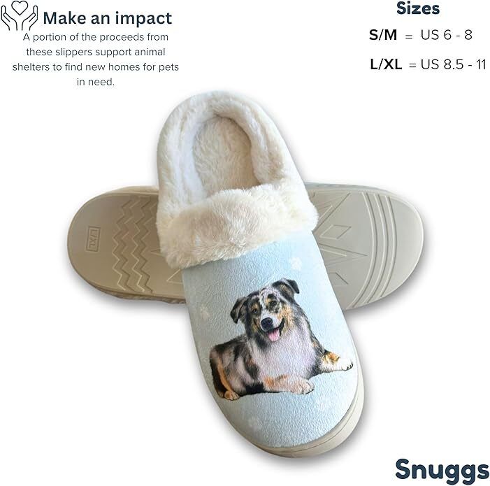 E&S Pets Australian Shepherd Snugg Slippers for Pet Lovers - Memory Foam, L/XL