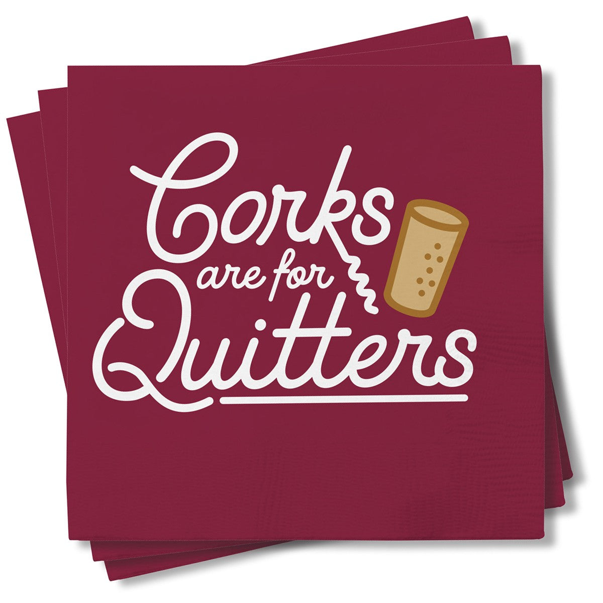 Chris's Stuff Wine Beverage Paper Napkins, Set of 25, Corks for Quitters